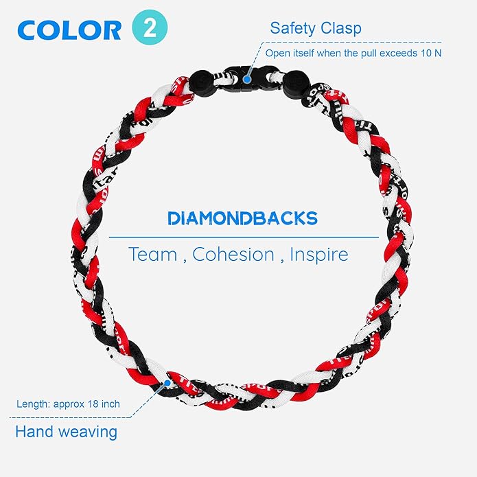 3 pcs Baseball Rope Necklaces, League Team Colors Braided Necklace, Baseball Team Gifts