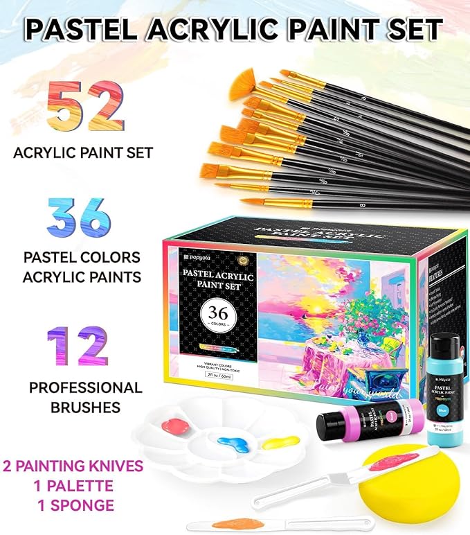 52 PCS Pastel Acrylic Paint Set - Image 2