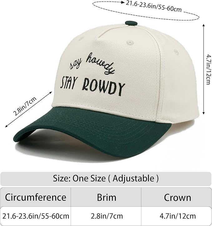 Two-Tone Cotton Baseball Cap with Embroidered Western Sayings - Adjustable Cowboy Style Hat for Men and Women