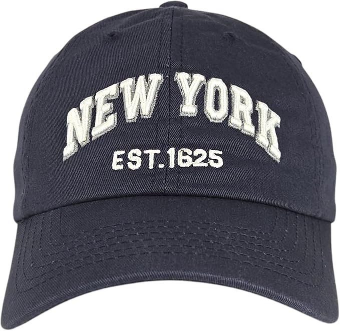 Elidan NY Dad Hat New York EST.1625 Cotton Cap, Adjust Buckle Strap, Unstructured Low-Profile NY Baseball Cap for Men & Women