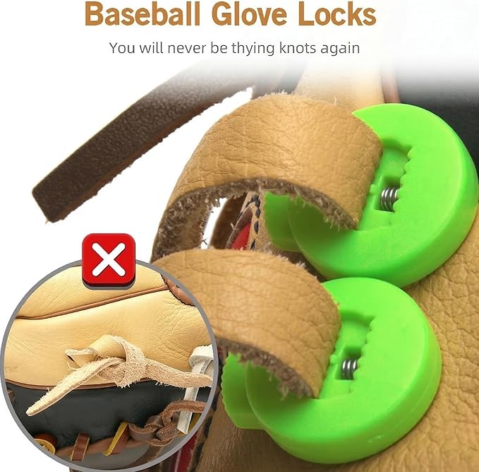 AliBall Glove Locks, Lace Locks for Baseball Glove 8 Pack, Never Need Thying Knots Again, Strong Elasticity, Made Plastic and Springs, Fits All Gloves, Baseball Gloves Accessories