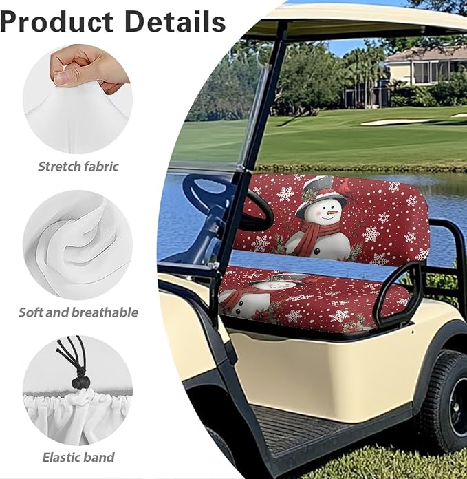 Bulopur Christmas Snowman Golf Cart Seat Towel Cover for Ezgo Club Car Universal Golf Cart Seat Covers Suitable for All Weather, Easy to Install and Washable