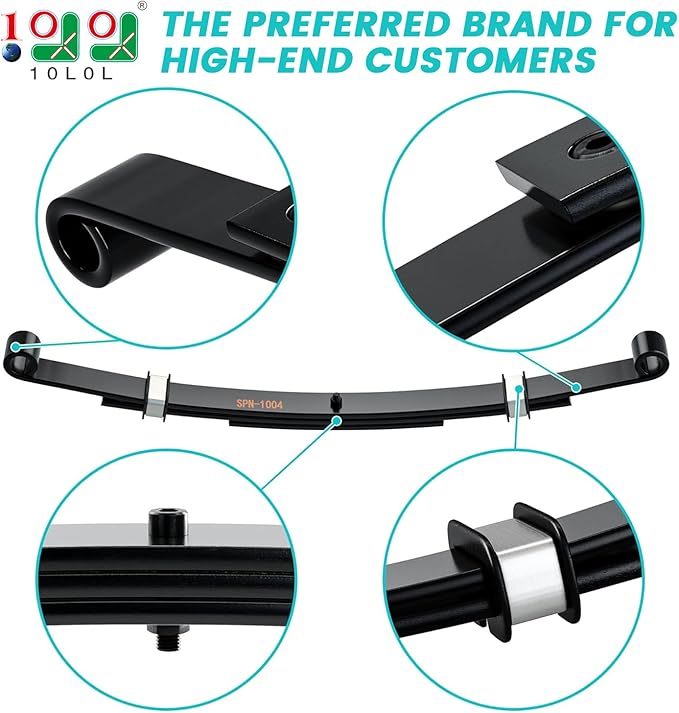 10L0L Golf Cart Heavy Duty 3 Leaf Spring Kit for EZGO TXT Medalist 1995-2013, Complete Set with Bushings, Sleeves & U-Bolts, Replaces 70506-G01, 74135-G01, 74207-G01, 74207-G03 (2-Pack Springs)