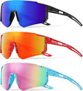 3PACK Kids Sunglasses Youth Baseball Sunglasses for Boys Girls Age 4-12,Softball Sports Cycling Goggles UV Protection
