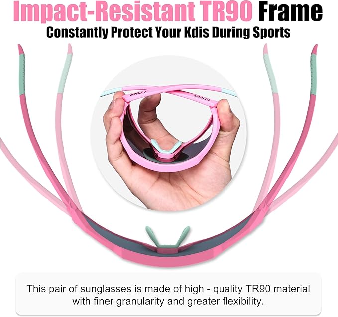 X-TIGER Kids Sunglasses Polarized Youth Baseball Sunglasses for 8-14 boys girls UV400 Sports Softball Cycling Glasses