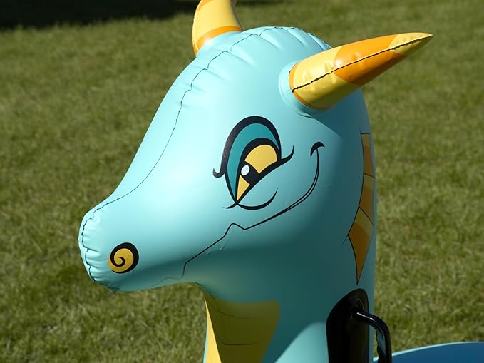 Hearthsong Hop N Go Inflatable Blue Dragon Bouncy Riding, Hopping Toys - Image 3