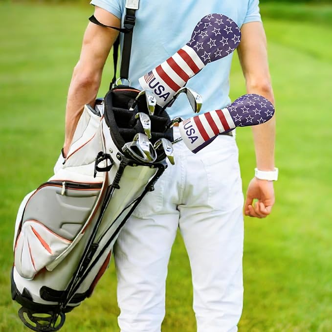 Golf Club Head Covers for Men Women, PU Leather Golf Headcover for Driver Fairway Wood and Hybrid, Funny Golf Accessories