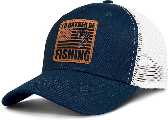 Fishing Hat Fishing Gifts for Men Bass Fish Flag Gear Accessories Stuff Trucker Hat Snapback Baseball Cap