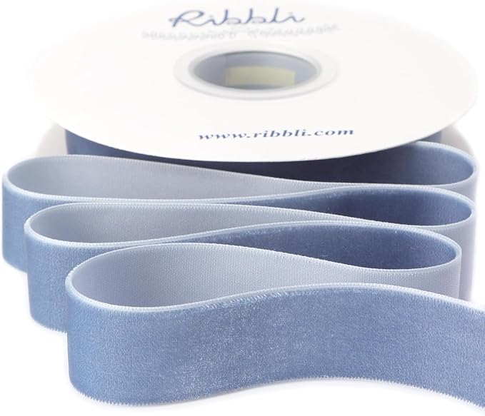 Ribbli Dusty Blue Velvet Ribbon 1 Inches Continuous10 Yard Spool Blue Christmas by Ribbli