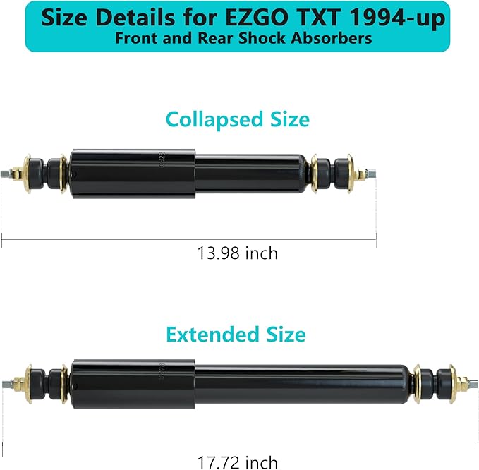 10L0L Golf Cart Shocks for EZGO TXT Front and Rear Shocks Absorbers 1994-Up Gas & Electric Models, Replaces OEM #76418-01, 70928-G01 Nivel Part #5006-4 PCS