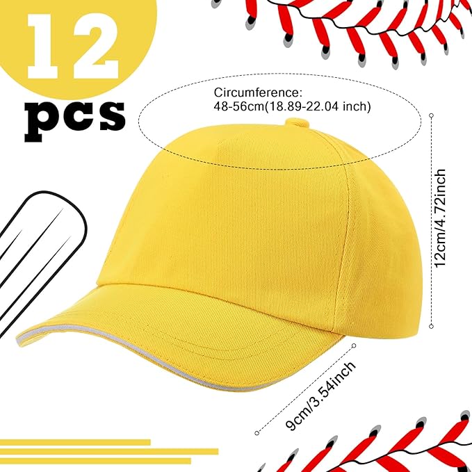 Shyyween Kids Baseball Caps Youth Adjustable Plain Baseball Hats Cotton Blank Hats Bulk for Girls Boys Sport Team