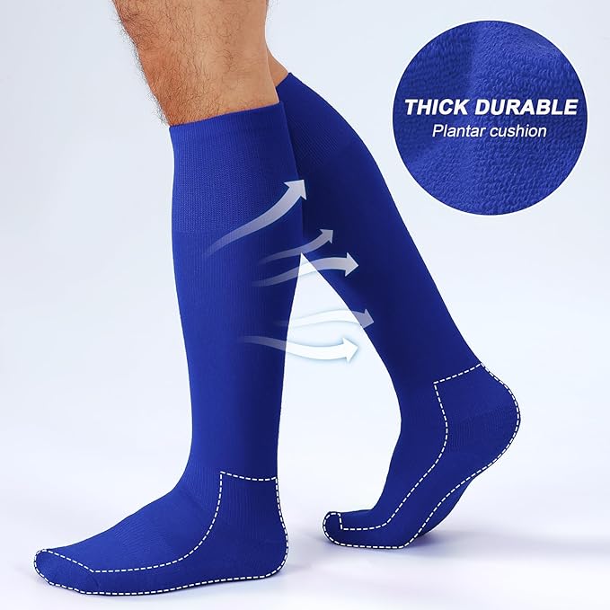 XZQTIVE 3 Pairs of Baseball Softball Socks and 1 Baseball Softball Belt Combo Set Knee-High Soccer Socks for Kids Youth Adult