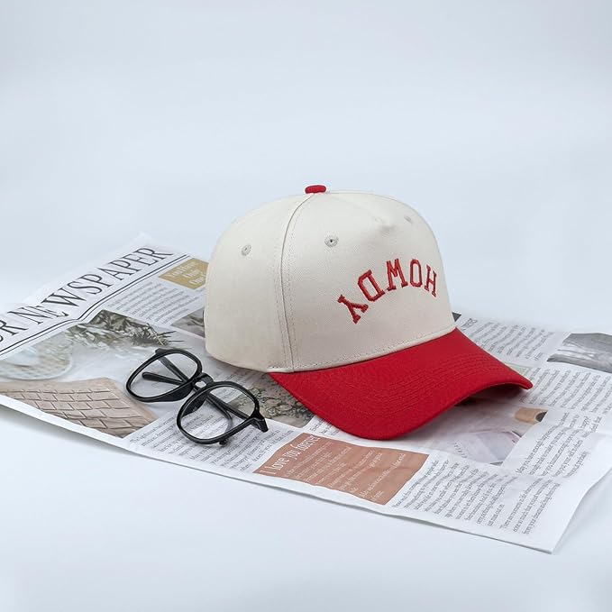 Two-Tone Cotton Baseball Cap with Embroidered Western Sayings - Adjustable Cowboy Style Hat for Men and Women