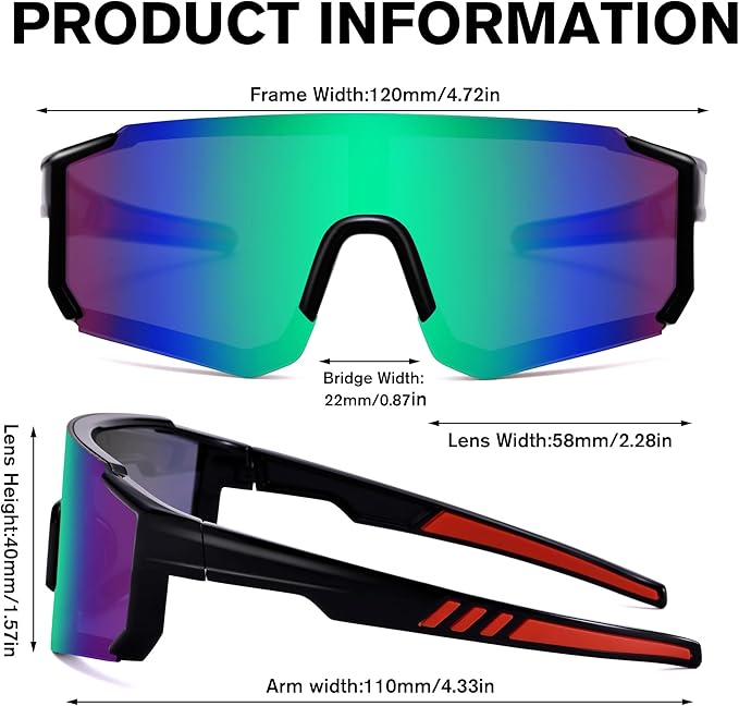 COASION Kids Baseball Sunglasses - Baseball Sunglasses for Boys Girls With Strap - Sports Softball Shades Age 3-10