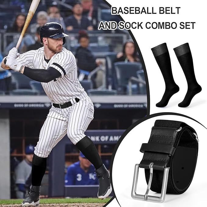 XZQTIVE Baseball Softball Socks and Baseball Softball Belt Combo Set Knee-High Soccer Socks for Kids Youth Adult