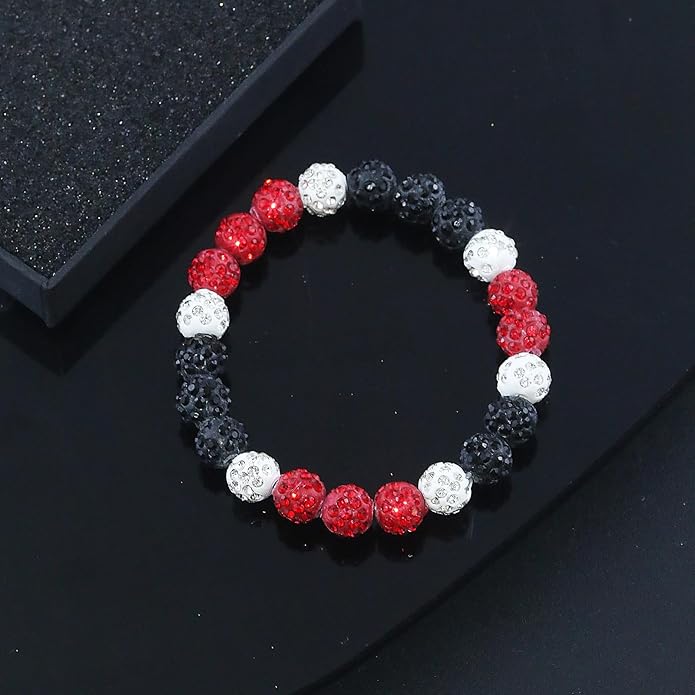 Baseball Bracelet for Women Men Baseball Mom Accessories Essentials Stuff Sparking Bead Bracelet Jewelry Baseballs Sport Fan Bracelet for Sports Game Team