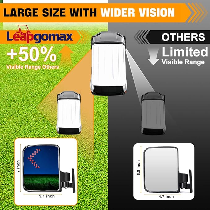 Golf Cart Side Mirrors with Turn Signal Light Golf Cart Rear View Mirrors for Club Car EZGO Yamaha Side Mirrors Golf Cart