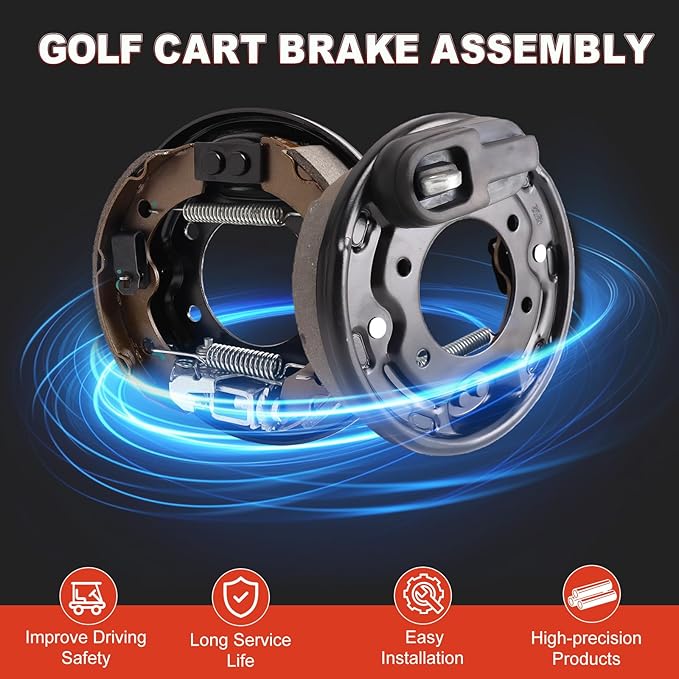Rear Brake Assembly Kit for Club Car Golf Cart - Fits Precedent/DS (1995-Up) & Tempo (2018-Up), Driver & Passenger Side, Replaces OEM# 101823301,103380202