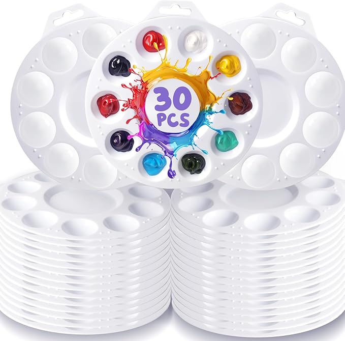 30Pcs Paint Tray Palettes, Plastic Paint Pallets by Halobios