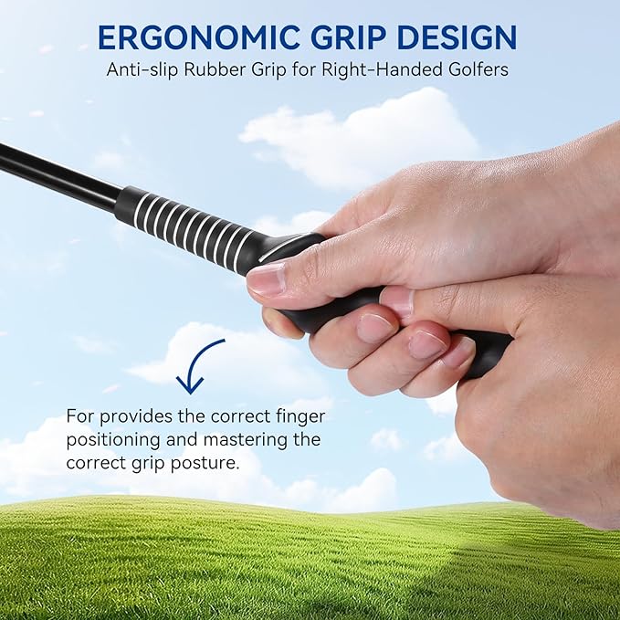 MIKOSI New Upgrade Golf Swing Trainer, Golf Grip Trainer for Warm Up, Adjustable Speed Controller Training Aid for Right Handed Golfers, Golf Swing Aid with Ergonomic Grip, Indoor & Outdoor Use