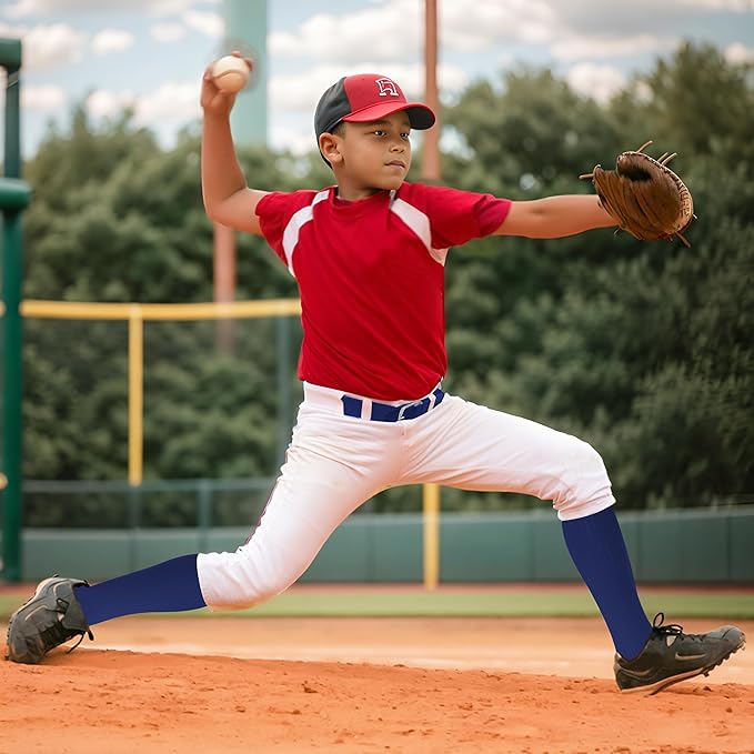 Dxhycc Youth Baseball Socks and Belt Combo Set Softball Baseball Socks and Elastic Waist Belt for Youth Boys Girls