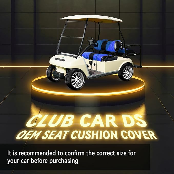 Golf Cart Seat Covers for EZGO TXT Club Car DS Gas or Electric OEM Regular Seat Cushion, No Staple, Golf Cart Vinyl Replacement Seat Cover