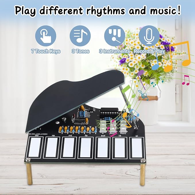 MIOYOOW DIY Electronic Piano Soldering Practice Kit, 7 Keys Mini Musical - Image 3