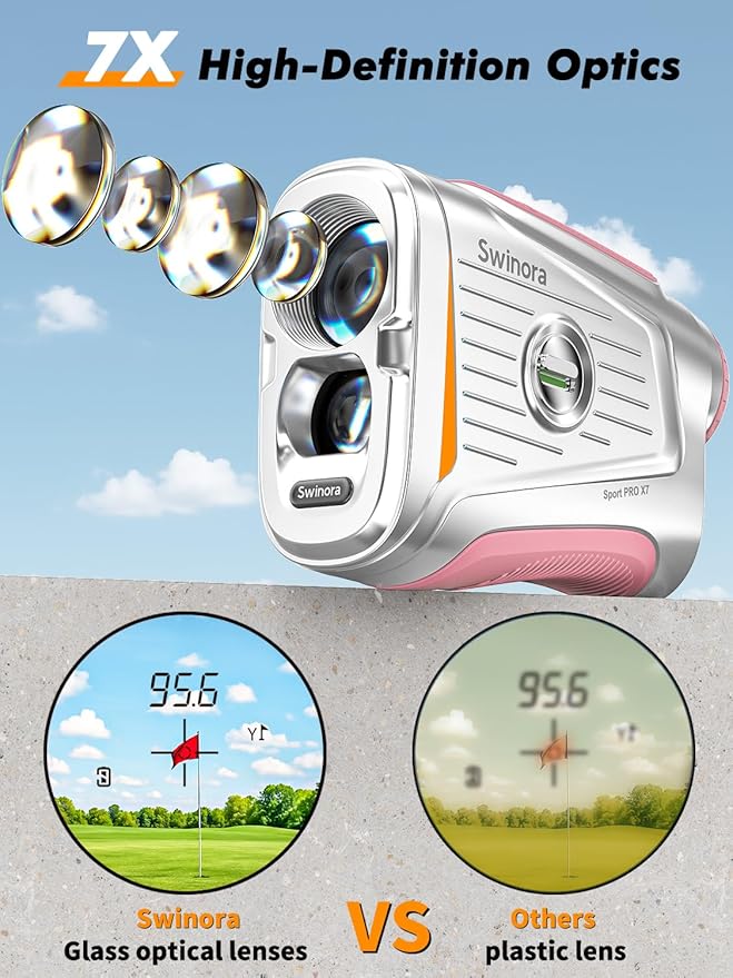 Magnetic Golf Rangefinder with Slope – 7X Magnification, 1300Y Range Finder Golf for All Levels, Fast Flag Lock Vibration, Rechargeable, Waterproof Golf Accessories for Men and Women