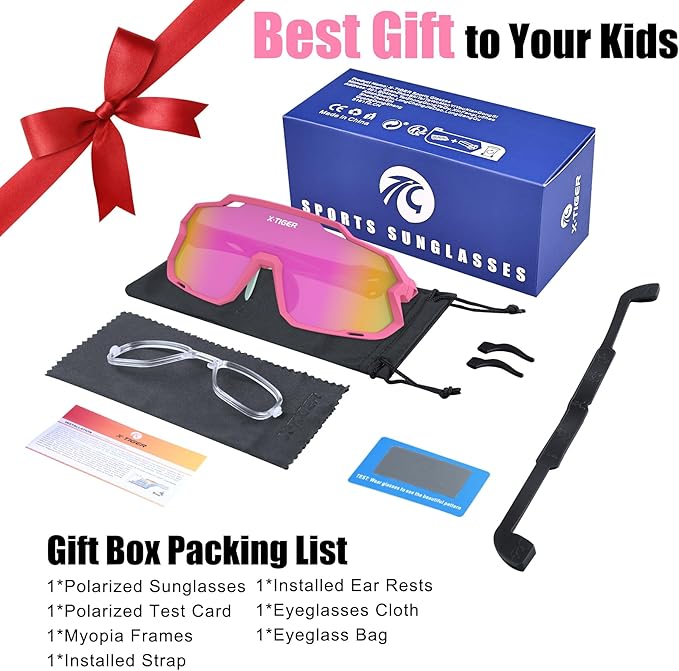 X-TIGER Kids Sunglasses Polarized Youth Baseball Sunglasses for 8-14 boys girls UV400 Sports Softball Cycling Glasses