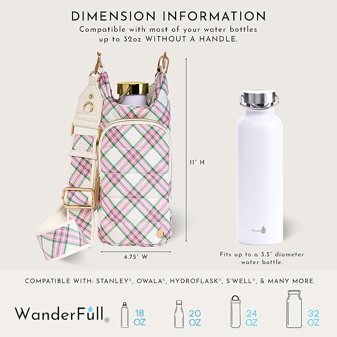 WanderFull® Original HydroBag® Collection, Water Bottle Holder, Gift for Women, Mom, Girlfriend, w/Strap & Phone Pocket, Hands-Free Crossbody Water Bottle Bag