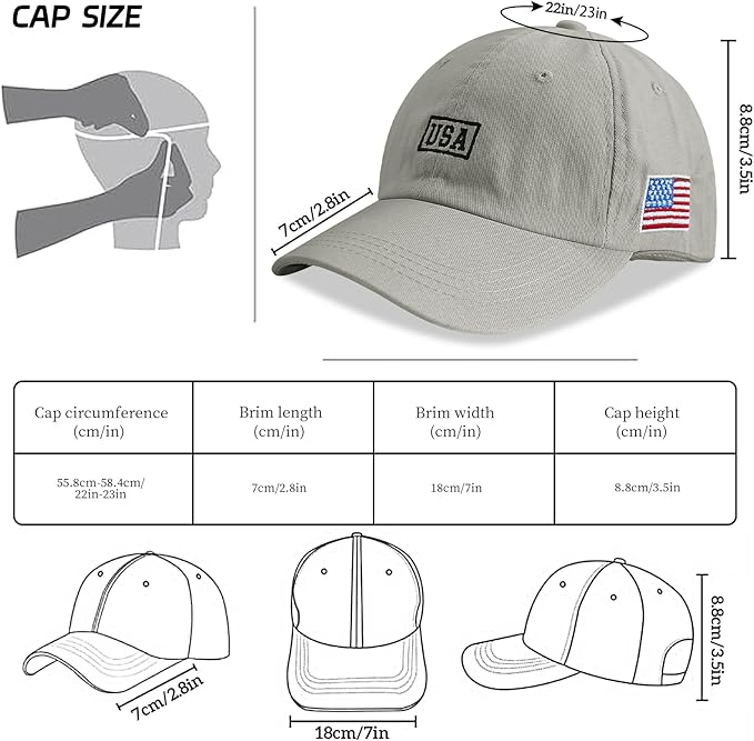 American Flag Patriotic Baseball Cap | Embroidered USA Flag 100% Cotton Adjustable Hat for Men & Women