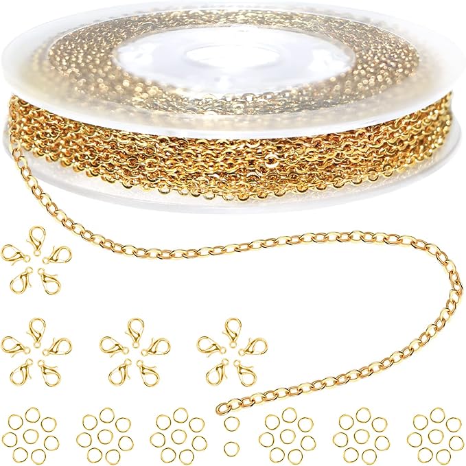 Jishi 33ft Stainless Steel Gold Plated Chain by Jishi