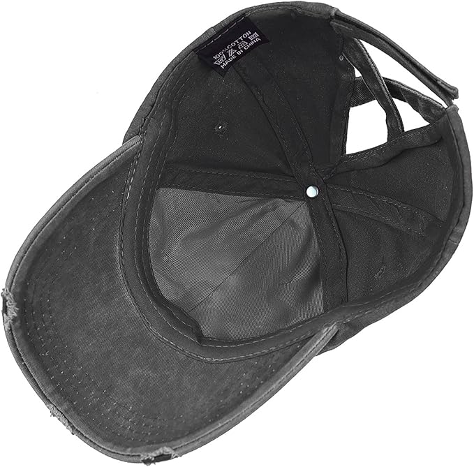 Womens Criss Cross Ponytail Baseball Cap Distressed Ponytail Hat High Messy Bun Trucker Ponycap for Outdoor Sports