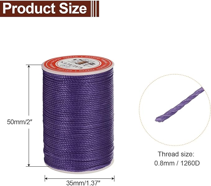 uxcell Round Leather Sewing Waxed Thread, 55m / 60 Yards Polyester Wax String - Image 2
