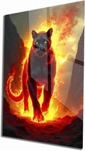 SpiritualHands Fiery Black Panther Glass Wall Art Painting by SpiritualHands