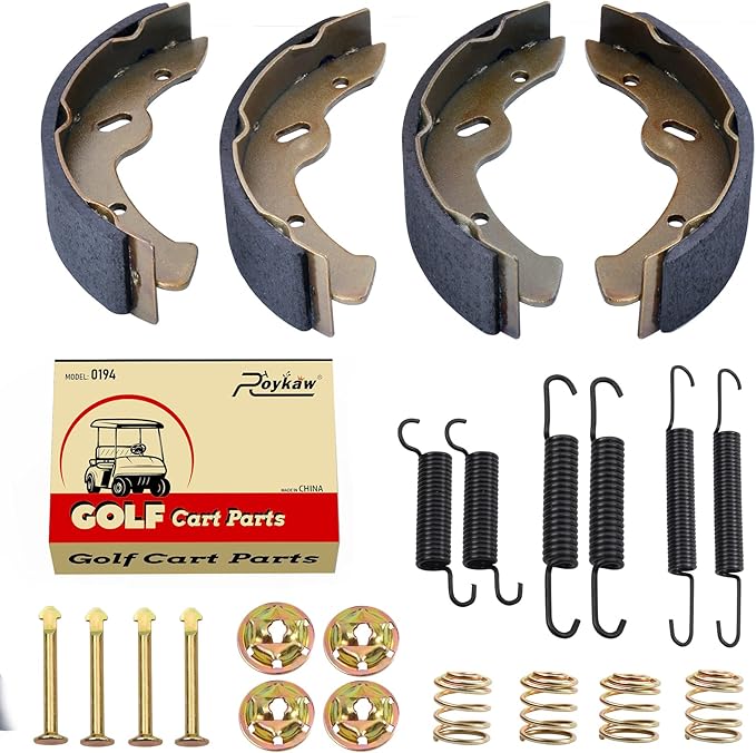 Roykaw EZGO Brake Shoes Pads and Spring Kit Compatible with1996-Up TXT/ST350/Workhorse and Yamaha 1993-Up G14, G16, G19-G22 Golf Cart Models Replaces # 27943G01, 70794G01, 70795G01