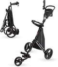 PRECISE Cruiser 3-Wheel Golf Push Cart with Foot Brake & Stabilizer Rods – Folding Golf Trolley, Ergonomic Handle, Detachable Storage Bag, Scorecard & Cup Holder