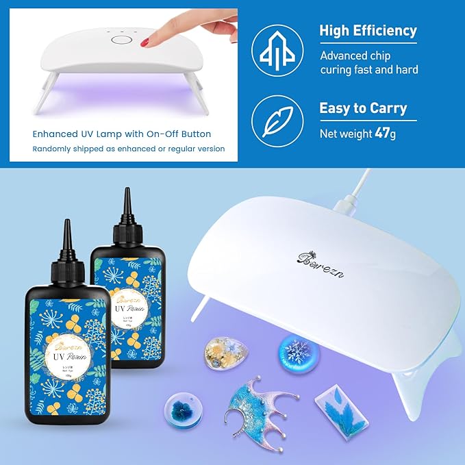 Bsrezn 200g UV Resin Kit with Light, Crystal Clear Solar Activated UV Epoxy - Image 4