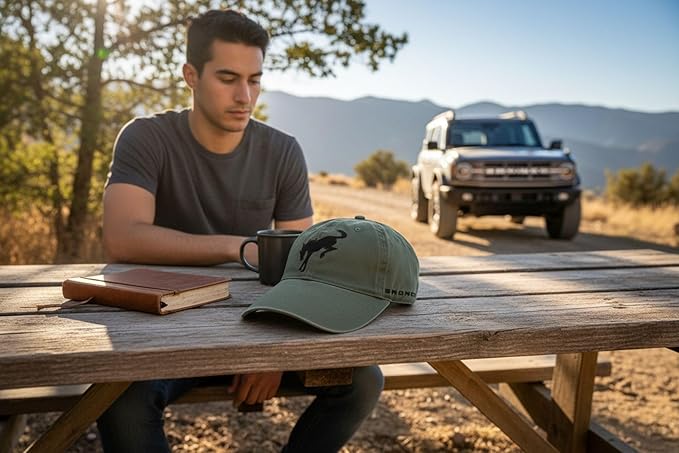 Ford Bronco Hat – Officially Licensed Adjustable Baseball Cap with Embroidered Logo – 5 Colors by Ford Motor Company