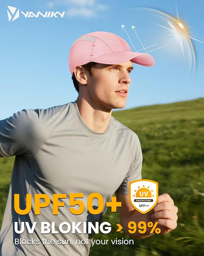 YANIKY Quick-Dry Running Hat for Men & Women Cooling Hat UPF 50+ Thin Baseball Cap Lightweight Breathable Mesh Sport Hats