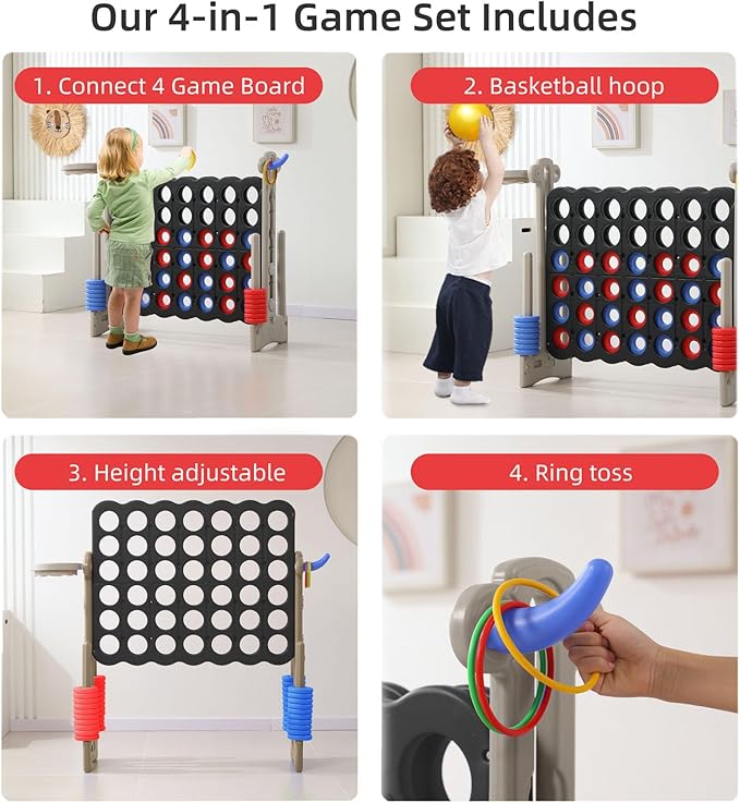 UNICOO® Height Adjustable Jumbo 4-to-Score Game, 4 in A Row Game - Image 5