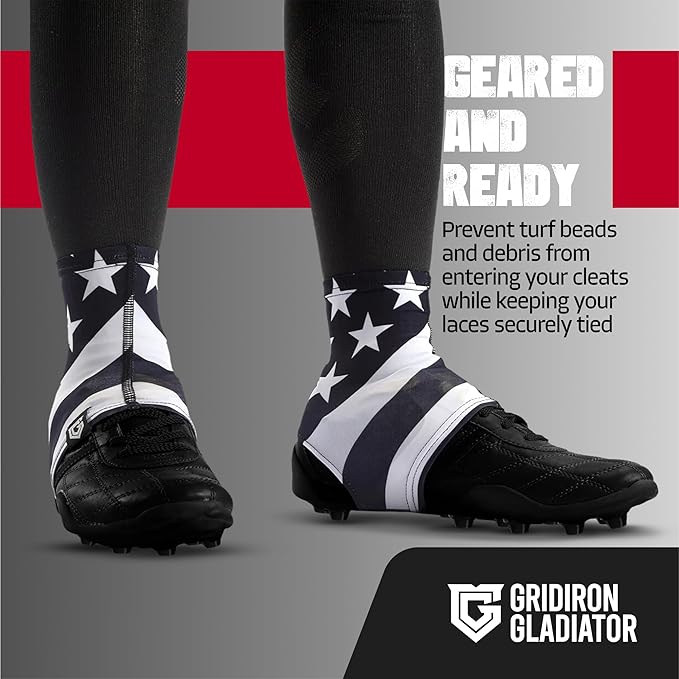 Gridiron Gladiator Football Spats - Spat Cleat Covers for Youth or Adult - Cover Cleats for Baseball Soccer Football - Shoe Sleeves - Sports Gear - Orange - Small