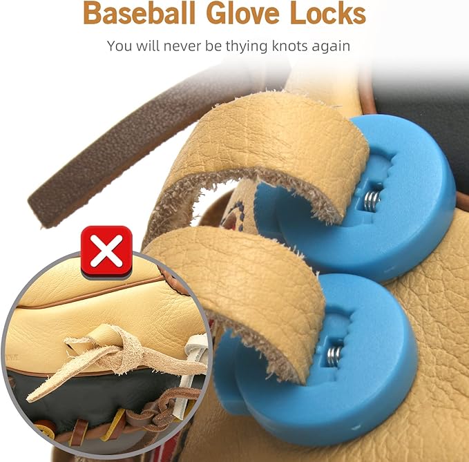 AliBall Glove Locks, Lace Locks for Baseball Glove 8 Pack, Never Need Thying Knots Again, Strong Elasticity, Made Plastic and Springs, Fits All Gloves, Baseball Gloves Accessories