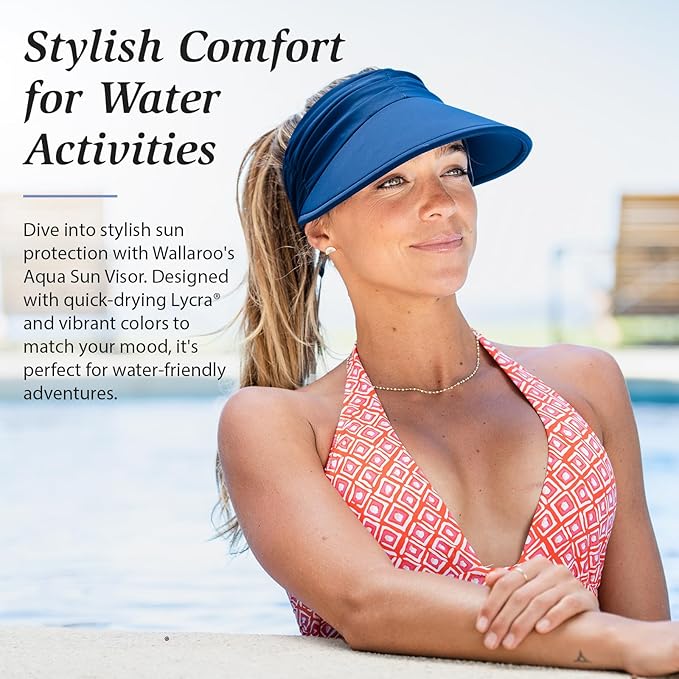 Wallaroo Hat Company Women’s Aqua Sun Visor – UV Sun Protection, Water Friendly, Packable Design, Adjustable, Medium Size