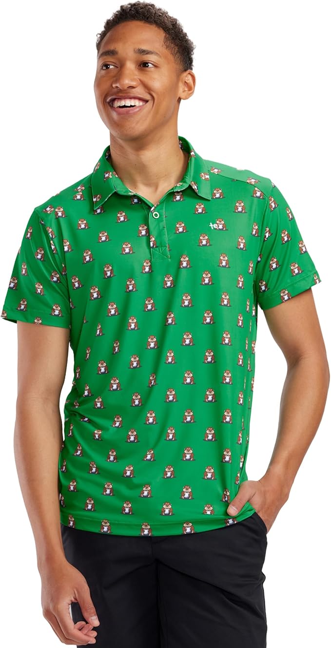 Tipsy Elves Men's Performance Golf Shirt - 4-Way Stretch, Quick Dry, Athletic Cut - Golf Polo