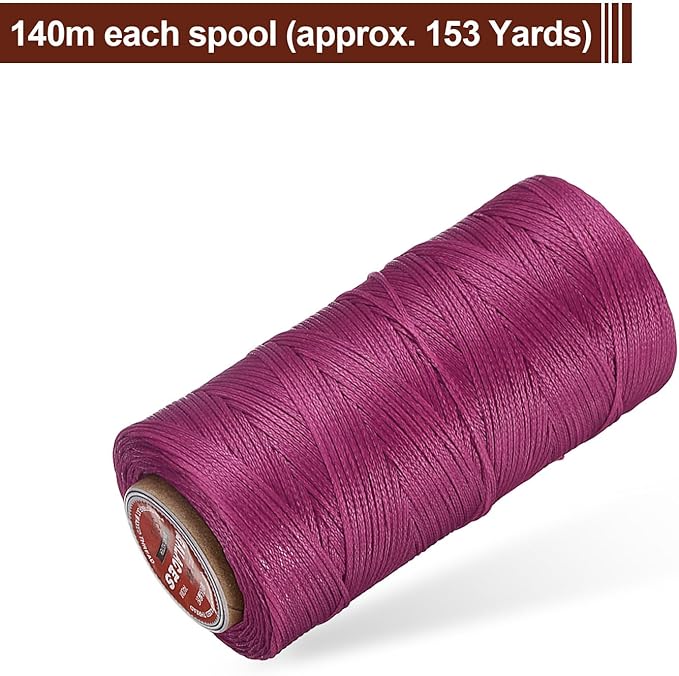 uxcell Flat Leather Sewing Waxed Thread, 140m / 153 Yards Polyester Wax String - Image 3