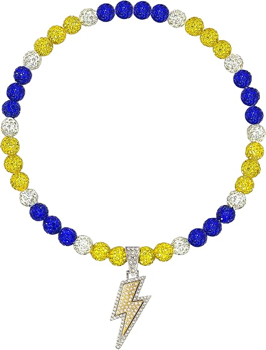 Baseball Necklace for Men 16/18/20 Inch Bling Ice Collection Lightning Bolt Pendant Necklace for Women Rhinestone Clay Beaded Discoball Accessories Gifts for Baseball Team Players Lovers
