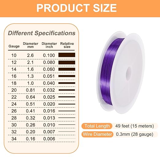 HARFINGTON 49ft Jewelry Wire, 28 Gauge Brass Craft Soft Metal Tarnish Resistant - Image 2