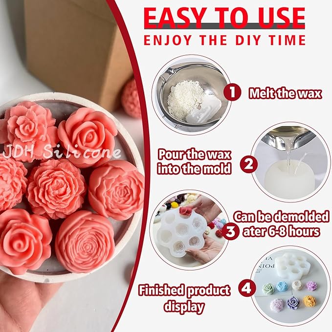 7 Sets Flower Candle molds, 3D Valentin e's Day Mold - Image 5