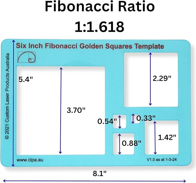 6" Square Stencil Template for Drawing and Drafting: A Fibonacci-Inspired - Image 3